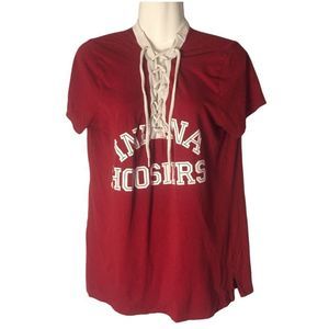 PINK Indiana Hoosier Lace Up Tee